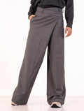 Pantalone Asimmetrico White Sand in Tela di Lana Stretch Grigio