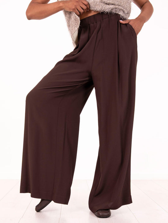 Pantalone Meimeij in Seta Marrone