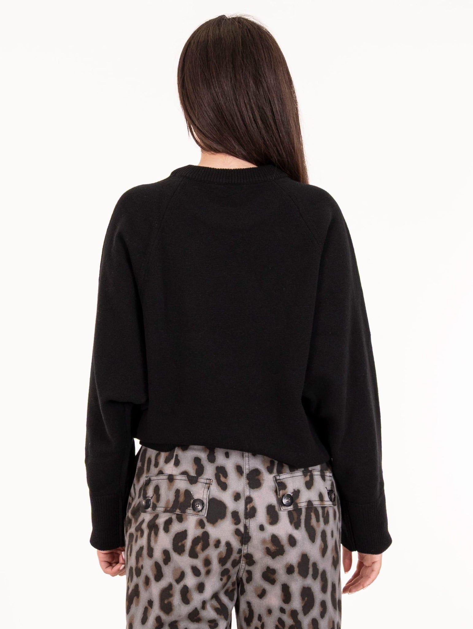 Pull Girocollo Alpha Studio Raglan in Pura Lana Merinos Nero AD-4160C2002 Alpha Studio