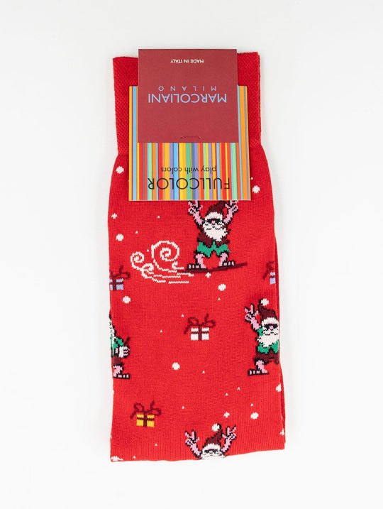 Marcoliani Milano Xmas Socken aus Pima-Baumwolle Rot