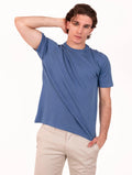 T-Shirt Alpha Studio aus Leinen und Baumwolle Denim