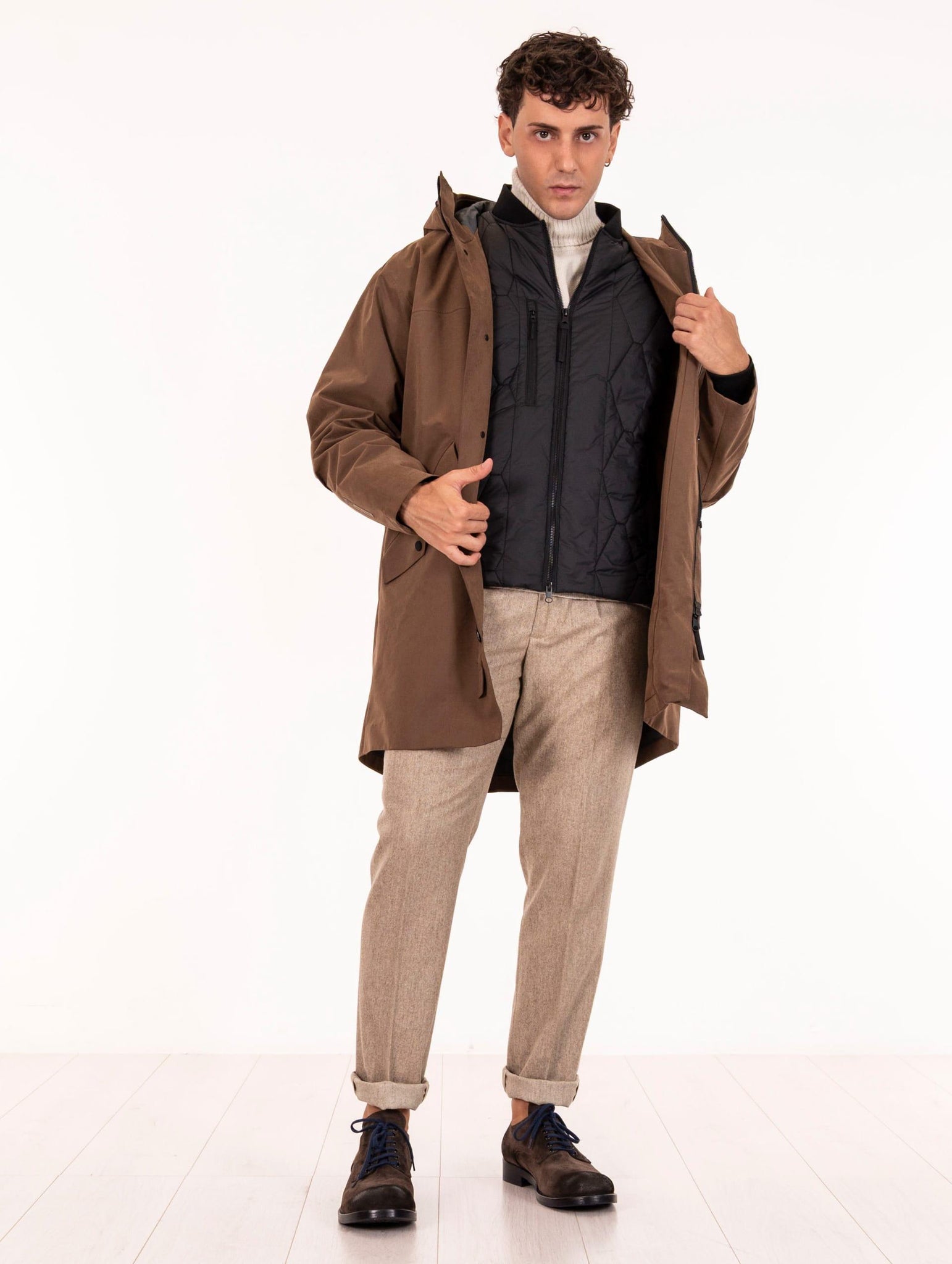 Parka Hime People of Shibuya in Micorfibra Marrone HIMEPM948260 People of Shibuya