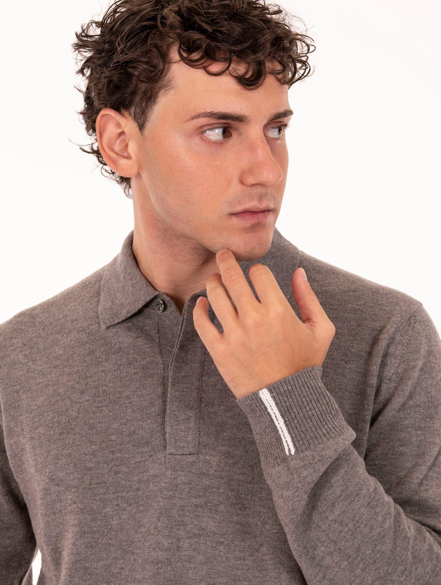 Polo Alpha Studio in Lana Geelong Tortora AU-3103B1015 Alpha Studio