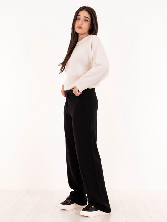 Pantalone Alpha Studio in Pura Lana Geelong Nero