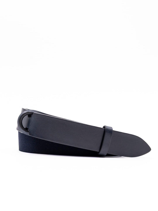 Cintura Orciani Nobuckle in Pelle Liscia e Tessuto Blu