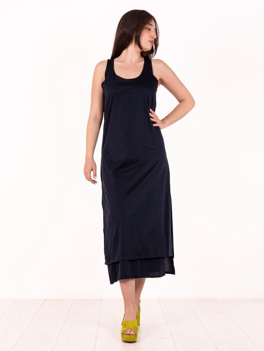 Abito Doppio Pannello White Wise in Cotone Navy