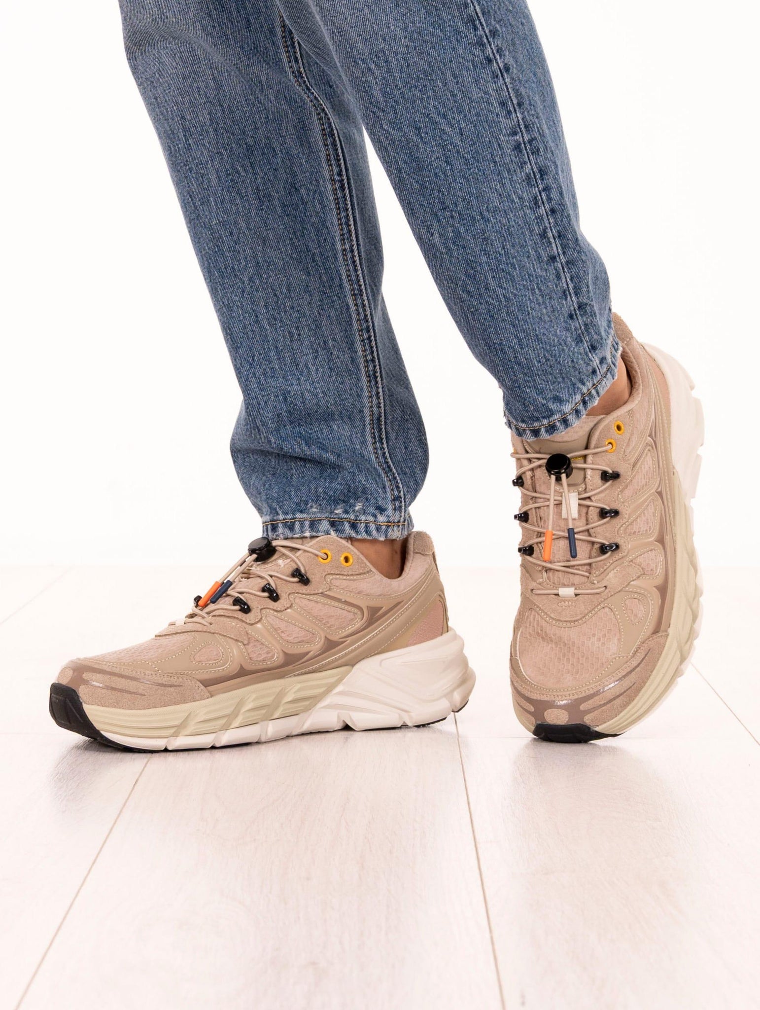 Sneakers Barracuda Round One in Tessuto e Pelle Sabbia e Tortora BU3595060 Barracuda