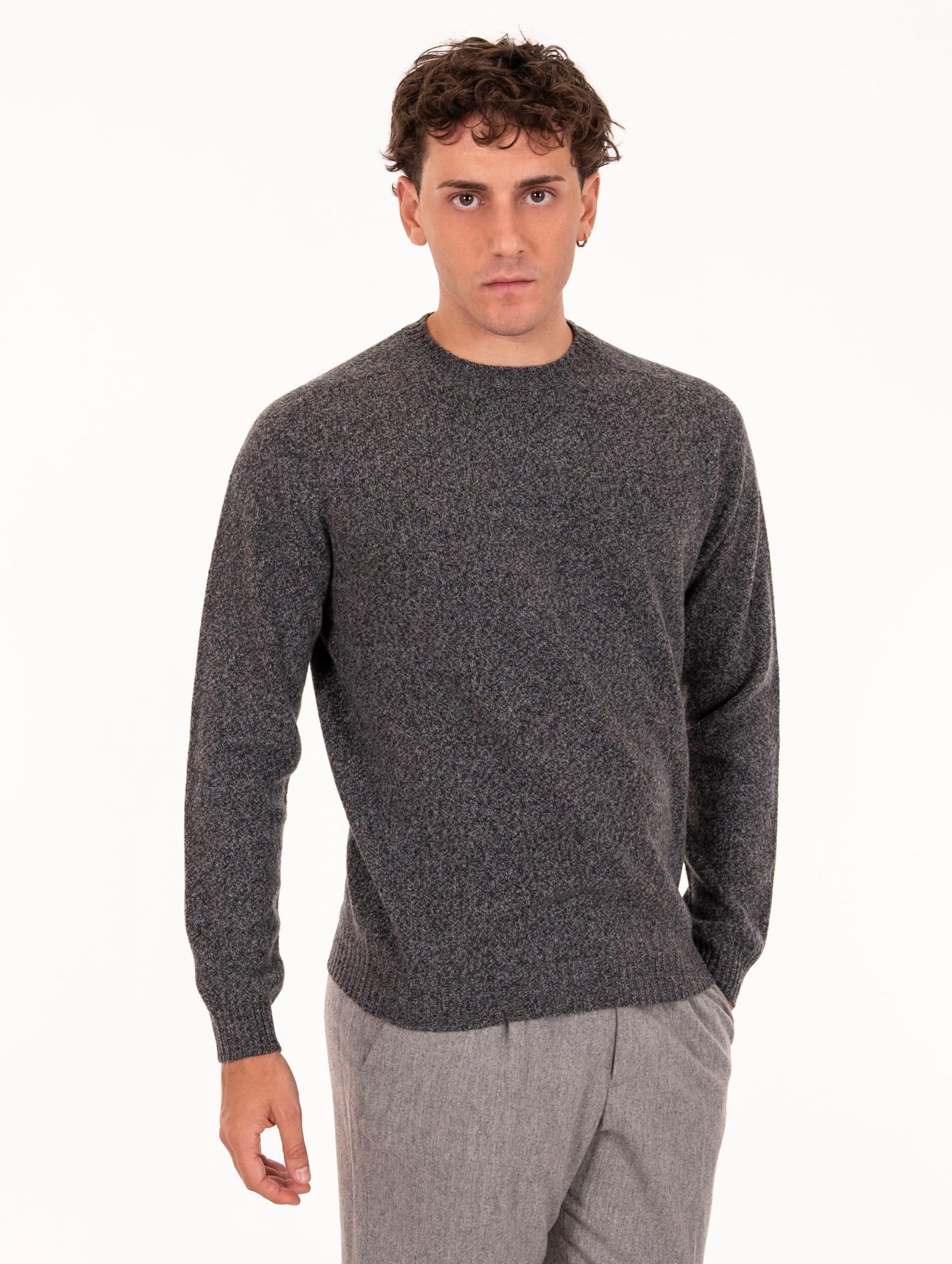 Girocollo Zanieri in Lana Cashmere Grigio Melange CG-GRU-350150649 Zanieri