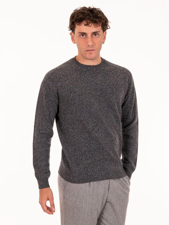 Zanieri Crew Neck in Grey Melange Cashmere Wool