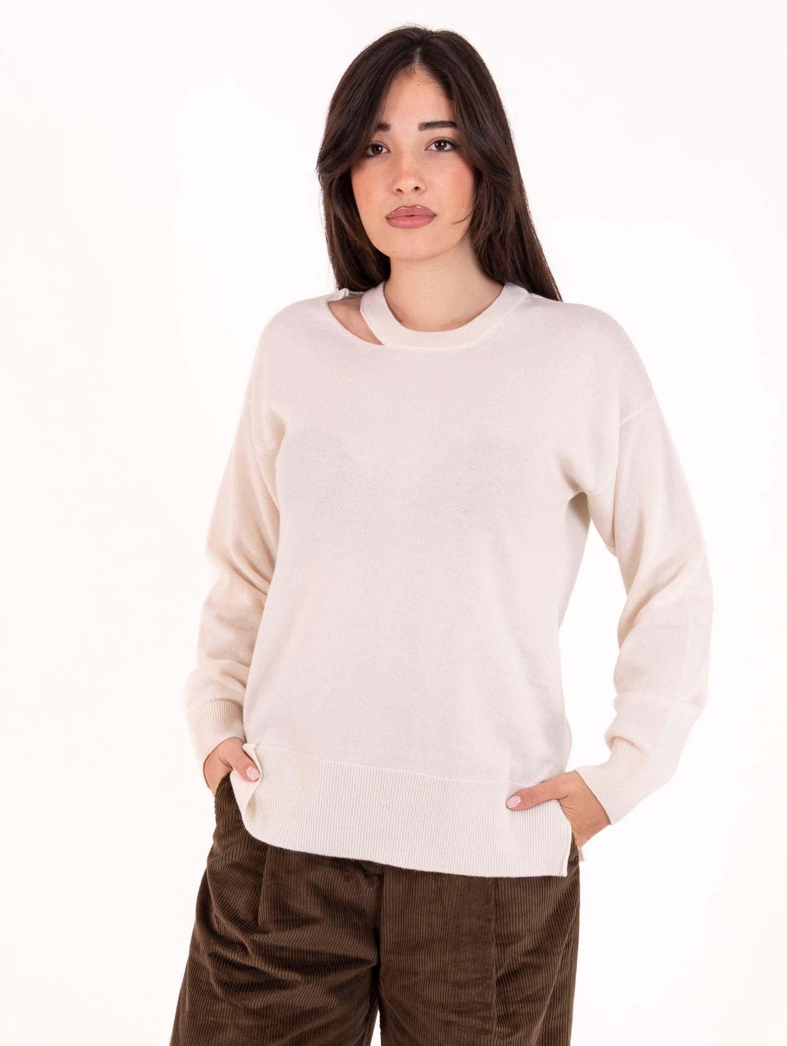 Maglia Alpha Studio in Lana Latte AD-4170C2003 Alpha Studio