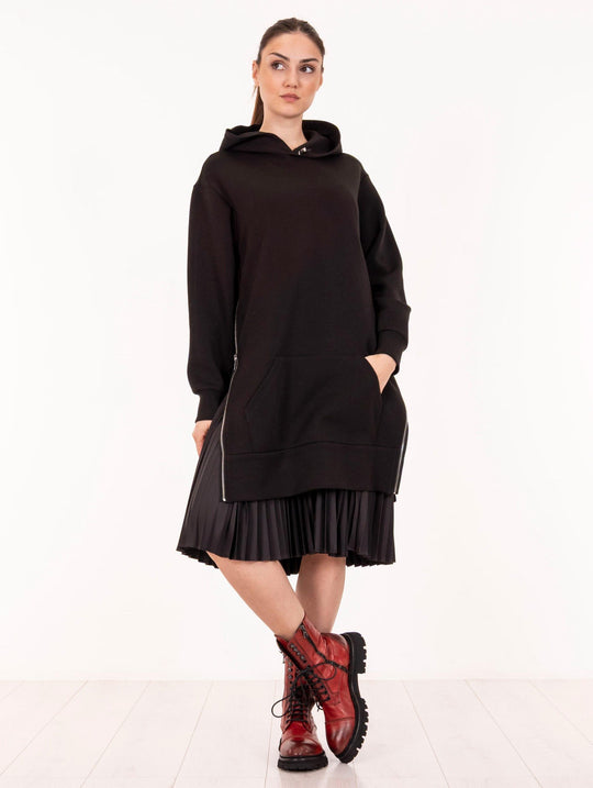 Maxikleid Sweatshirt Meimeij Scuba Schwarz