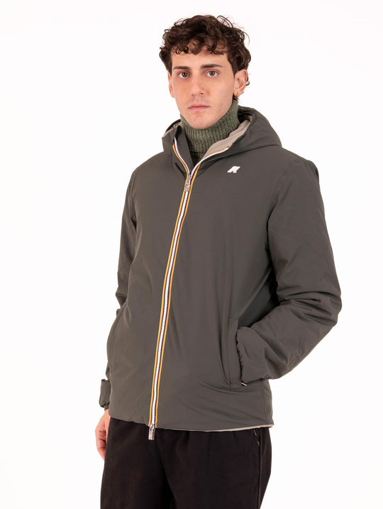 Giubbotto Jack K-Way Reversibile in Tessuto Tecnico Militare e Oliva