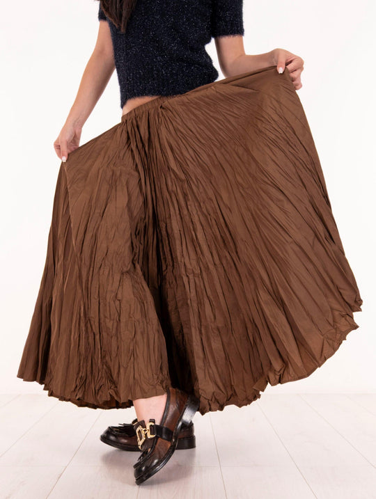 Midi Skirt Meimeij Brown Crinkled