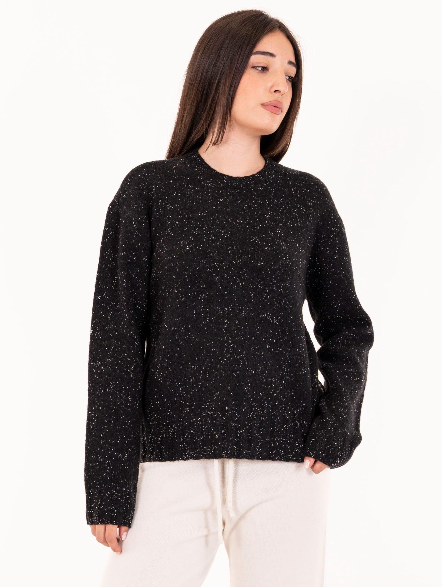 Pull Alessia Santi in Lana Melange Nero e Grigio SD53033S3000 Alessia Santi