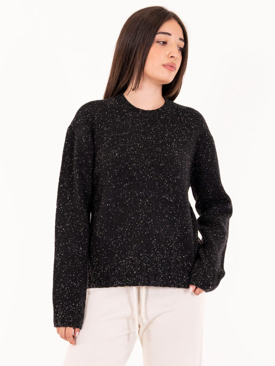 Pull Alessia Santi in Lana Melange Nero e Grigio