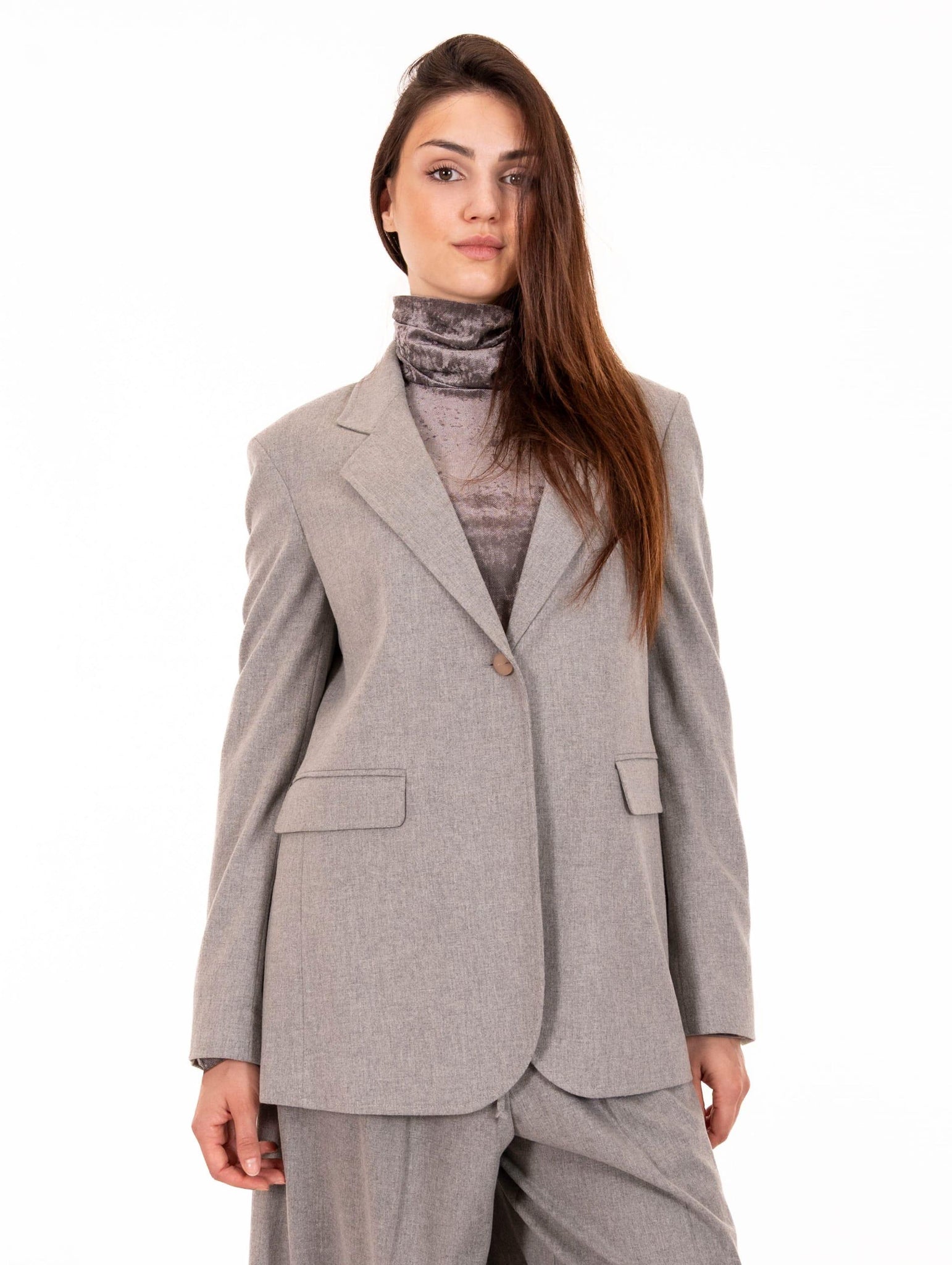 Giacca Monopetto Alysi  in Flanella di Viscosa e Lana Grigia 165819A5047GR Alysi