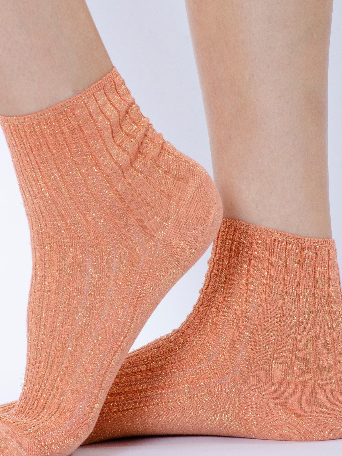 Calza Corta Alto Milano in Cotone e Lurex Albicocca PEAM046DC069 Alto Milano