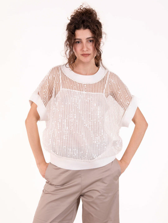 Durchbrochene Bluse Meimeij Off White