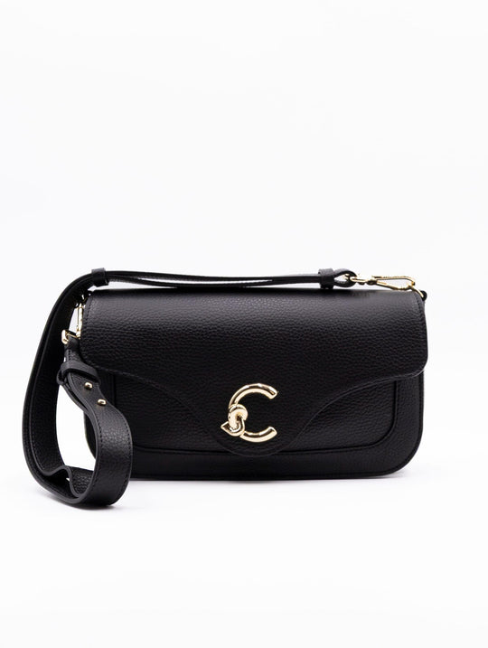 Tasche C-Me Medium Coccinelle aus schwarzem genarbtem Leder