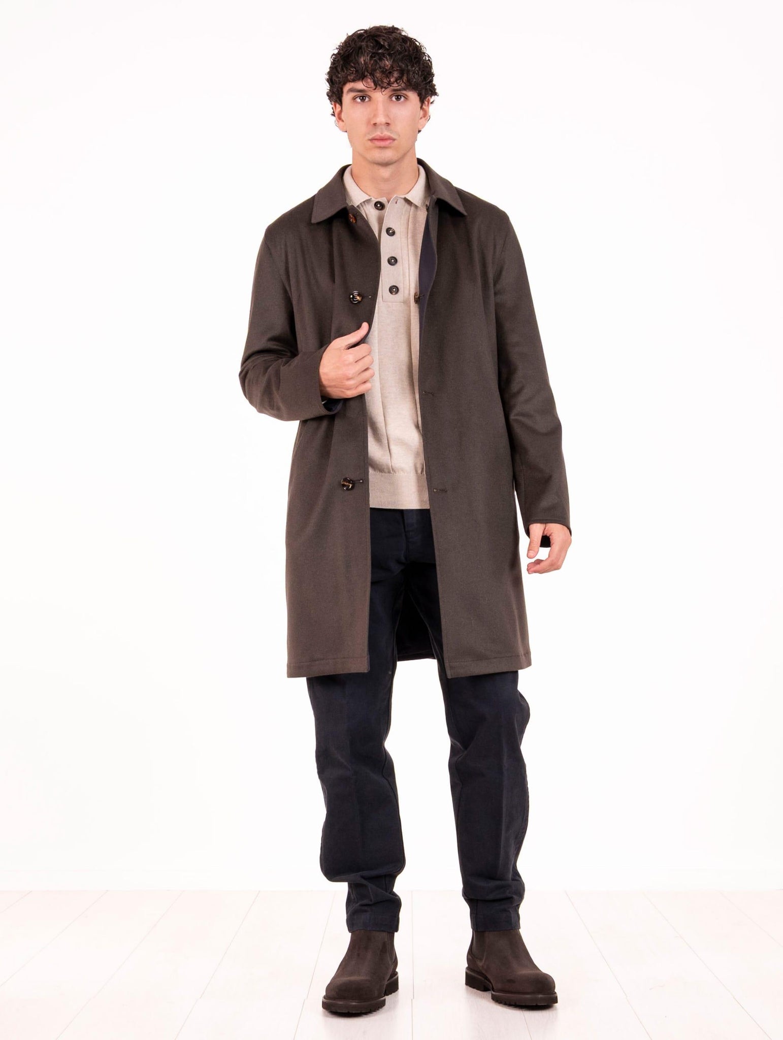 Cappotto Reversibile Kired in Cashmere e Tessuto Tecnico Verde Militare e Blu PEAKVERDEMILITARE Kired