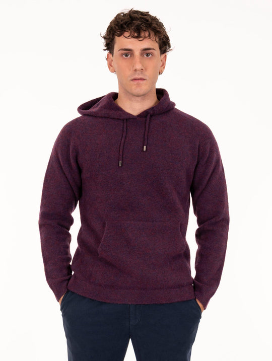 Felpa con Cappuccio Daniele Fiesoli in Lana Merino Vino