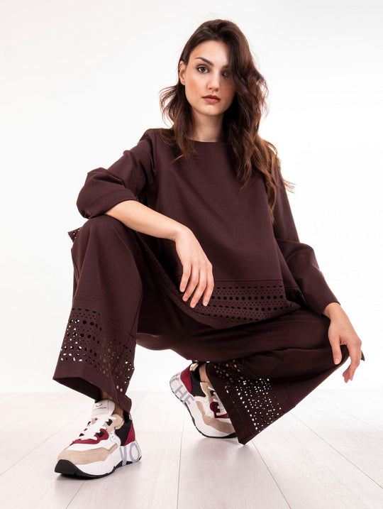 Pantalone Meimeij Laserato in Viscosa Stretch Borgogna