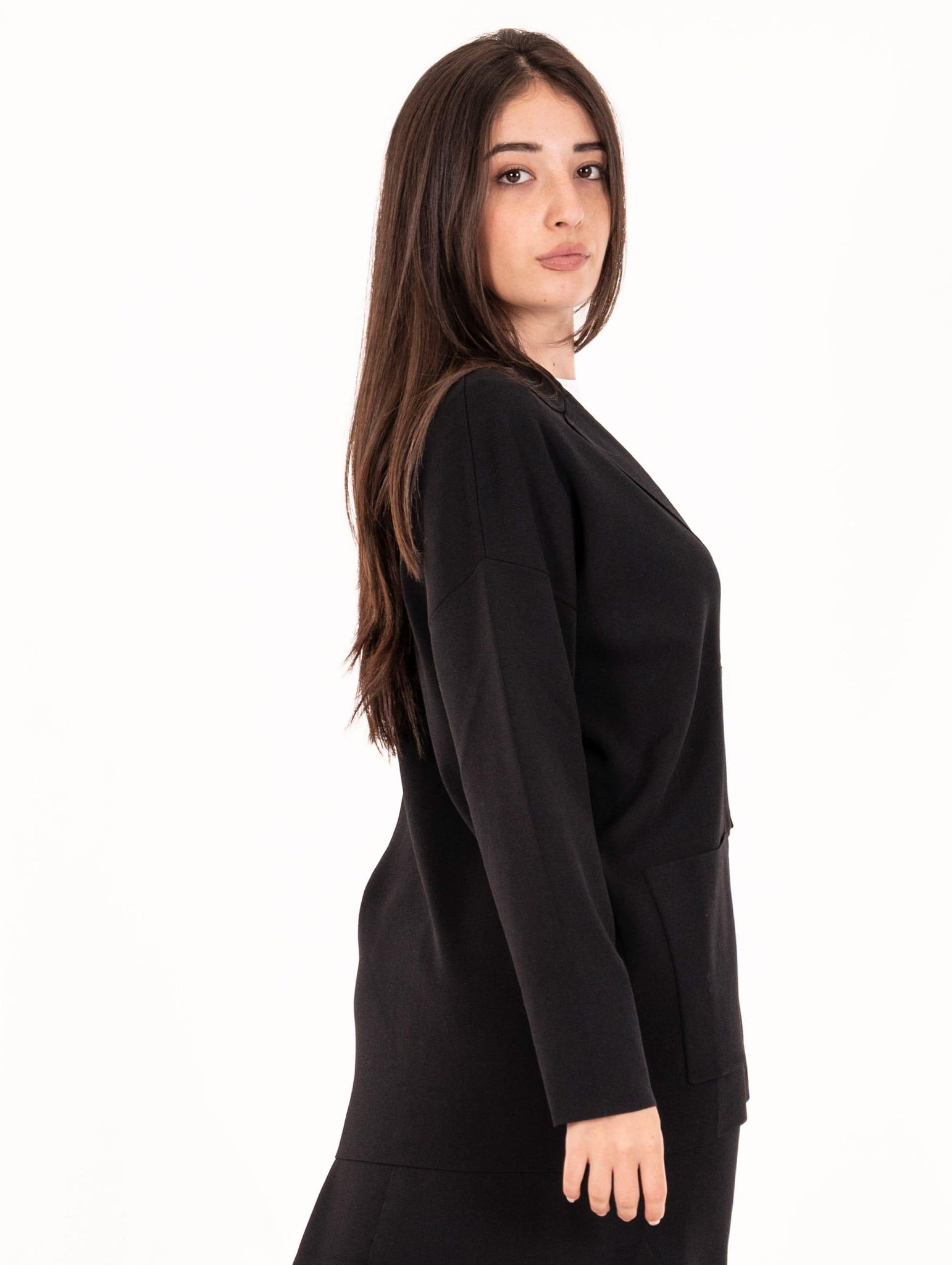 Blazer Tricot Alpha Studio in Viscosa Nera AD-4342N2002 Alpha Studio