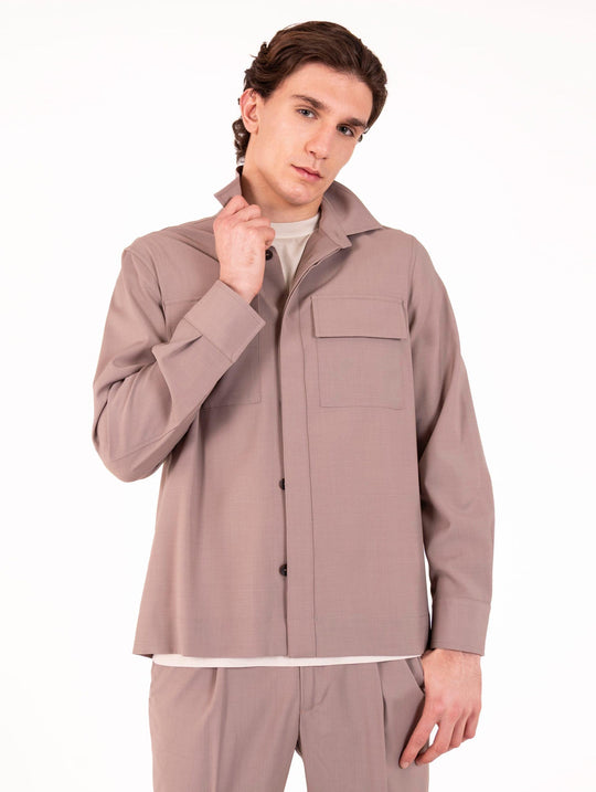 Camicia Work Devorè in Misto Lana Rosa Antico