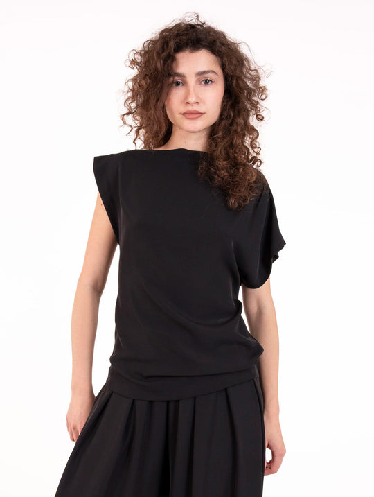 Asymmetrische Bluse Meimeij in Schwarz