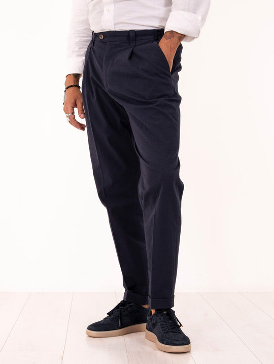 Devore Pants in Embossed Cotton Blue