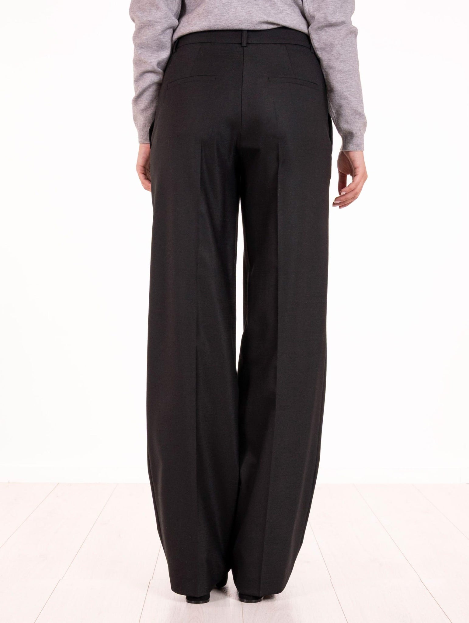 Pantalone Palazzo Alysi in Twill di Lana Nero 165187NE Alysi