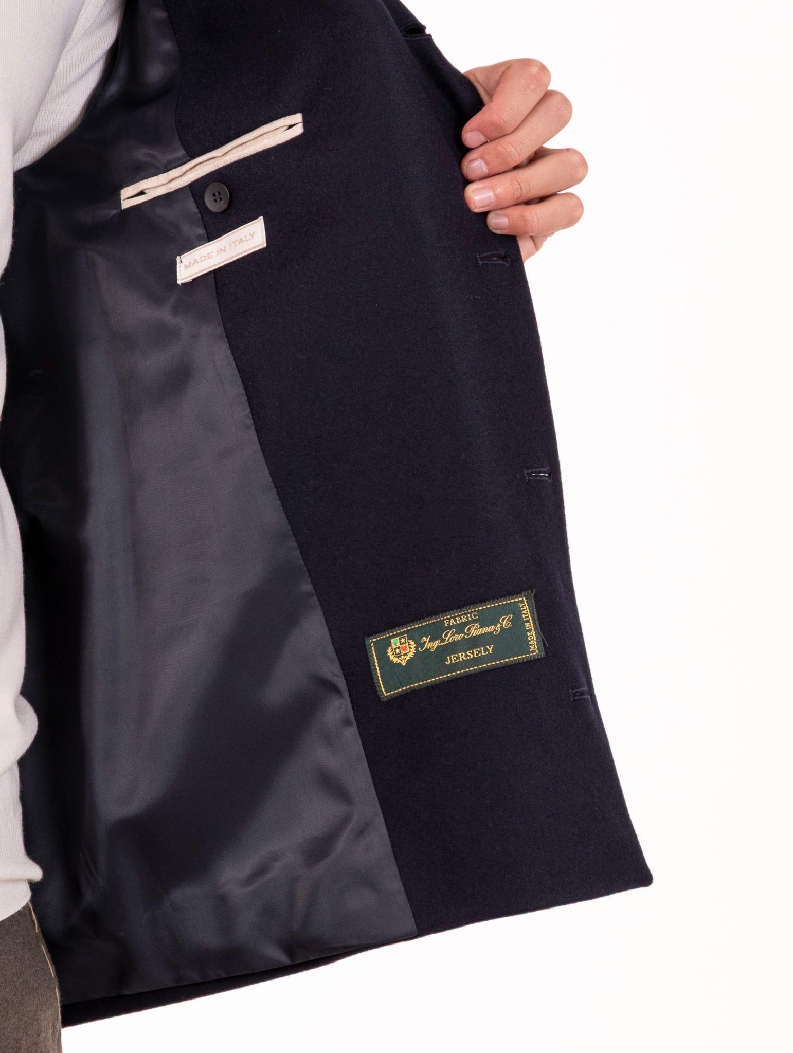 Giacca Devore in Lana Vergien Loro Piana Blu Notte DVG5C-W20890325 Devore