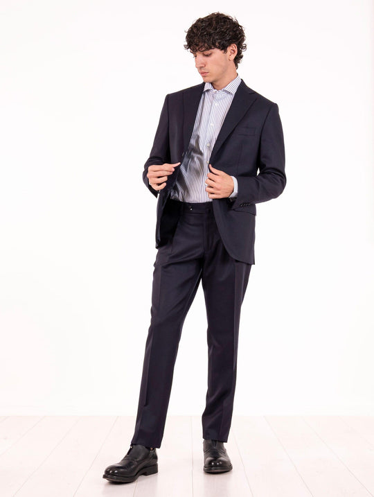 Tailored Four Stroke Suit in Virgin Wool Blue