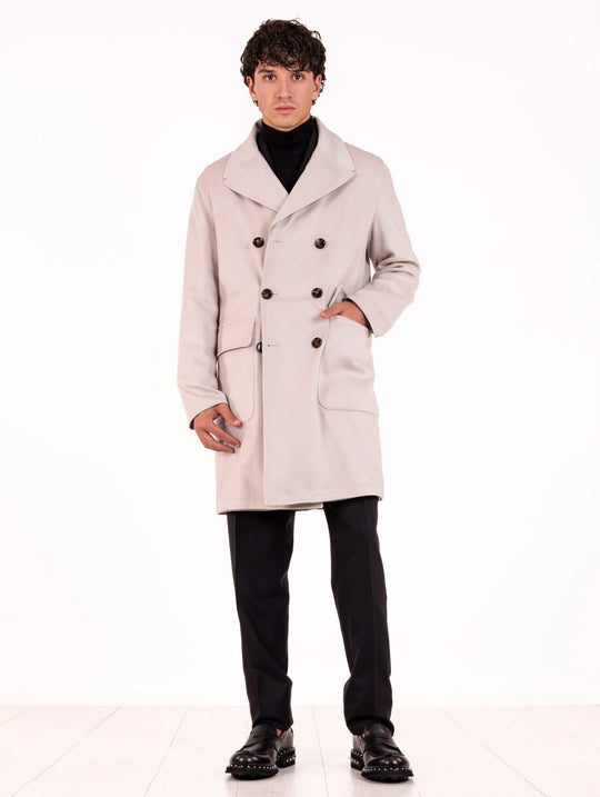 Kired Reversible Coat in Beige Cashmere and Technical Fabric