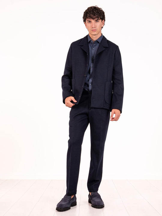 Giacca Devore in Lana, Tencel e Cashemre Blu