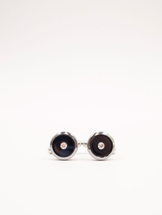 Luigi Bianchi Steel Cufflinks with Rhinestones