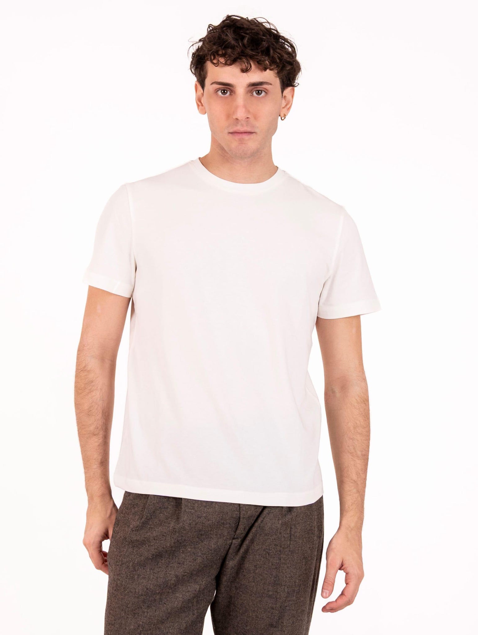 T-Shirt Devore in Cotone, Lana e Seta Bianca DT3-800-SAM0105 Devore