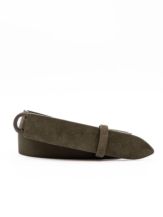 Cintura Orciani Nobuckle in Suede e Tessuto Militare