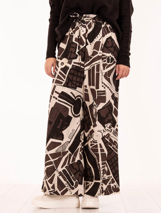 Pantalone Alysi Rome Map Burro e Marrone