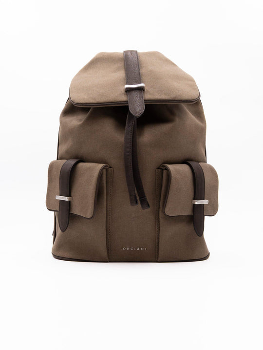 Zaino Jones Orciani in Pelle e Canvas Fango