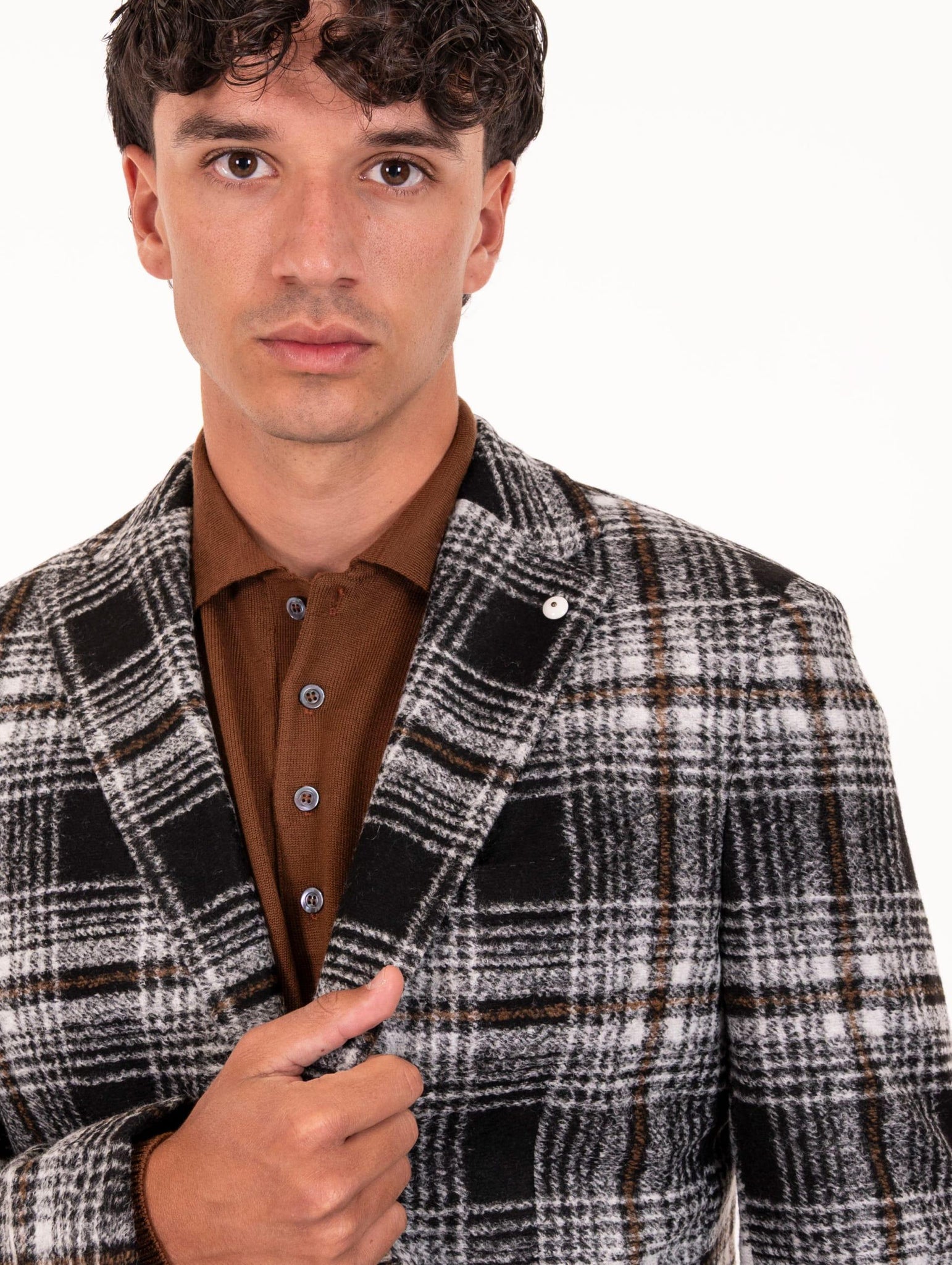Giacca L.B.M. 1911 in Jersey di Lana Check Nero e Bianco 28115573301 L.B.M. 1911