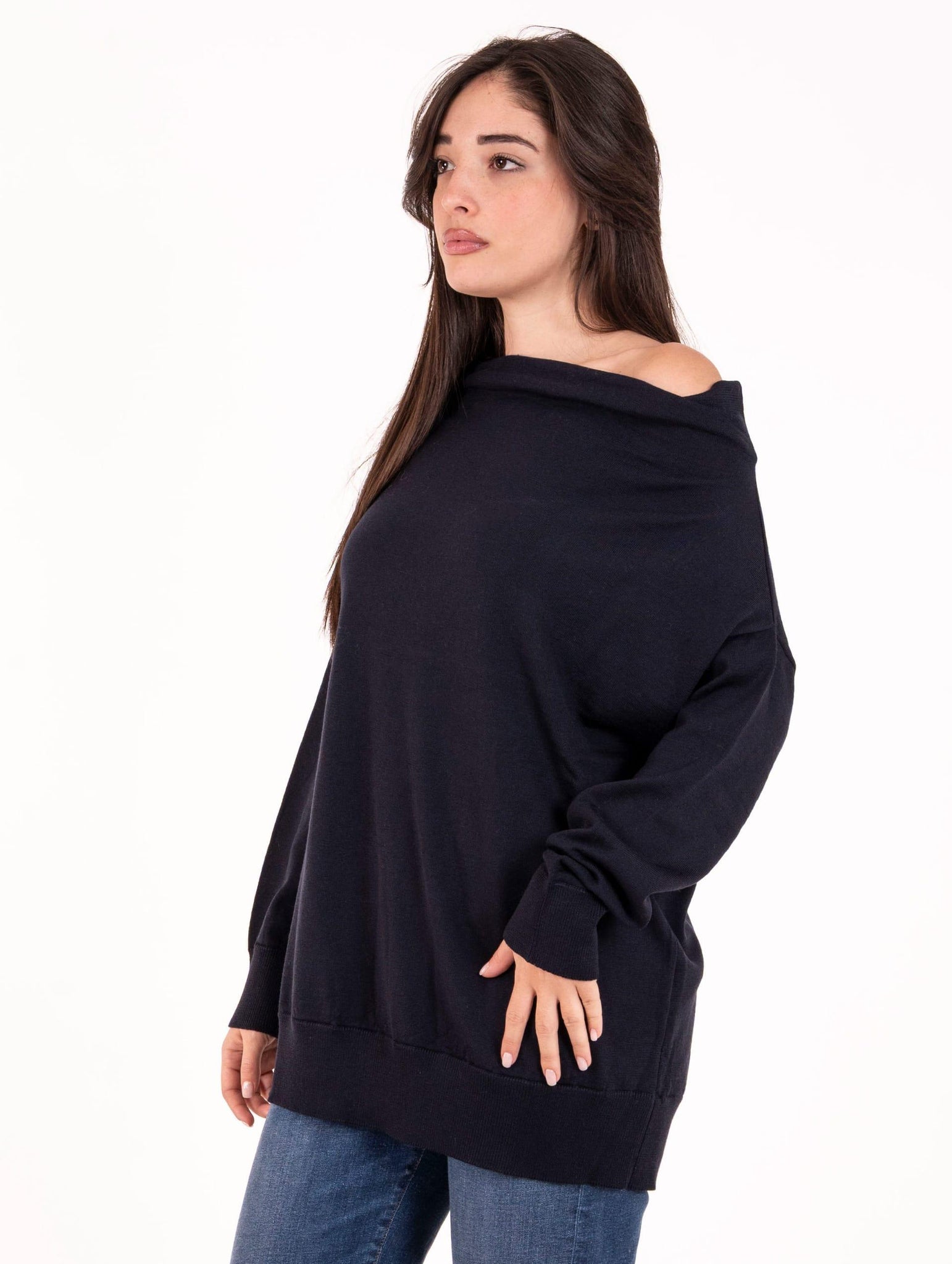 Maglia Vulcano Alpha Studio in Lana Merinos Extrafine Blu Notte AD-4020C2001 Alpha Studio