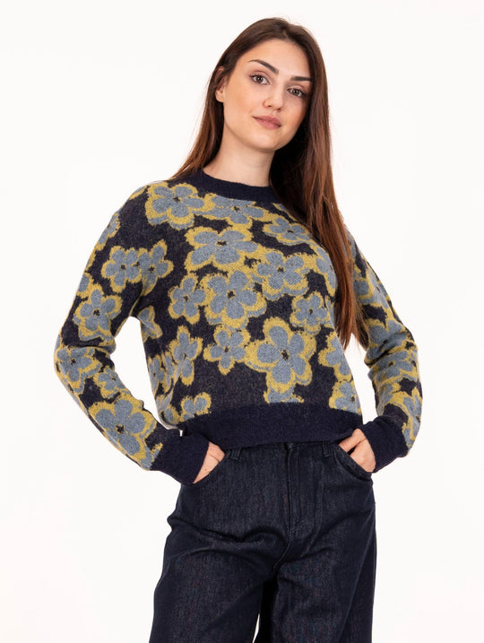 Pull Blume Alessia Santi in Alpaka Blau