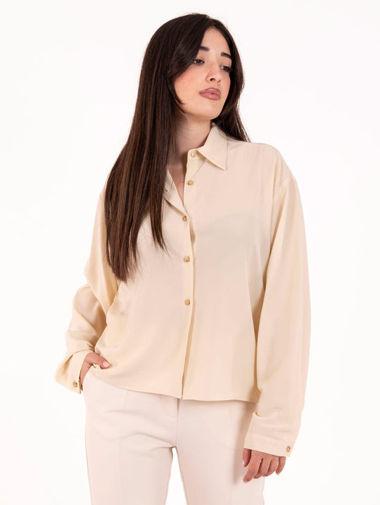Camicia Alysi in Crepe de Chine di Seta Burro