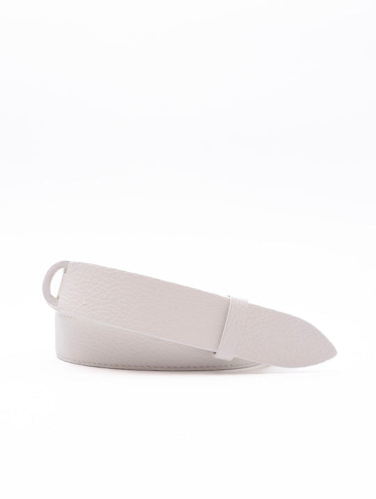 Cintura Orciani Nobuckle in Pelle Martellata Bianca