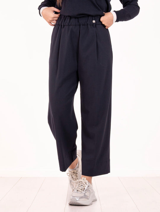 Pantalone Myths in Tela Tecnica di Lana e Cachemire Delavè Blu