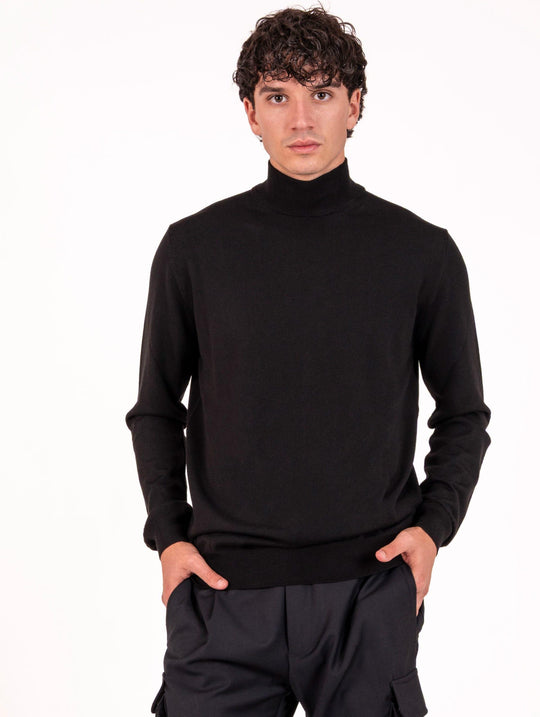 Zanieri Rollkragenpullover aus Merycash Wolle Schwarz