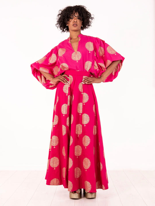 Gonna Donatella Four Stroke in Cotone Fucsia e Oro