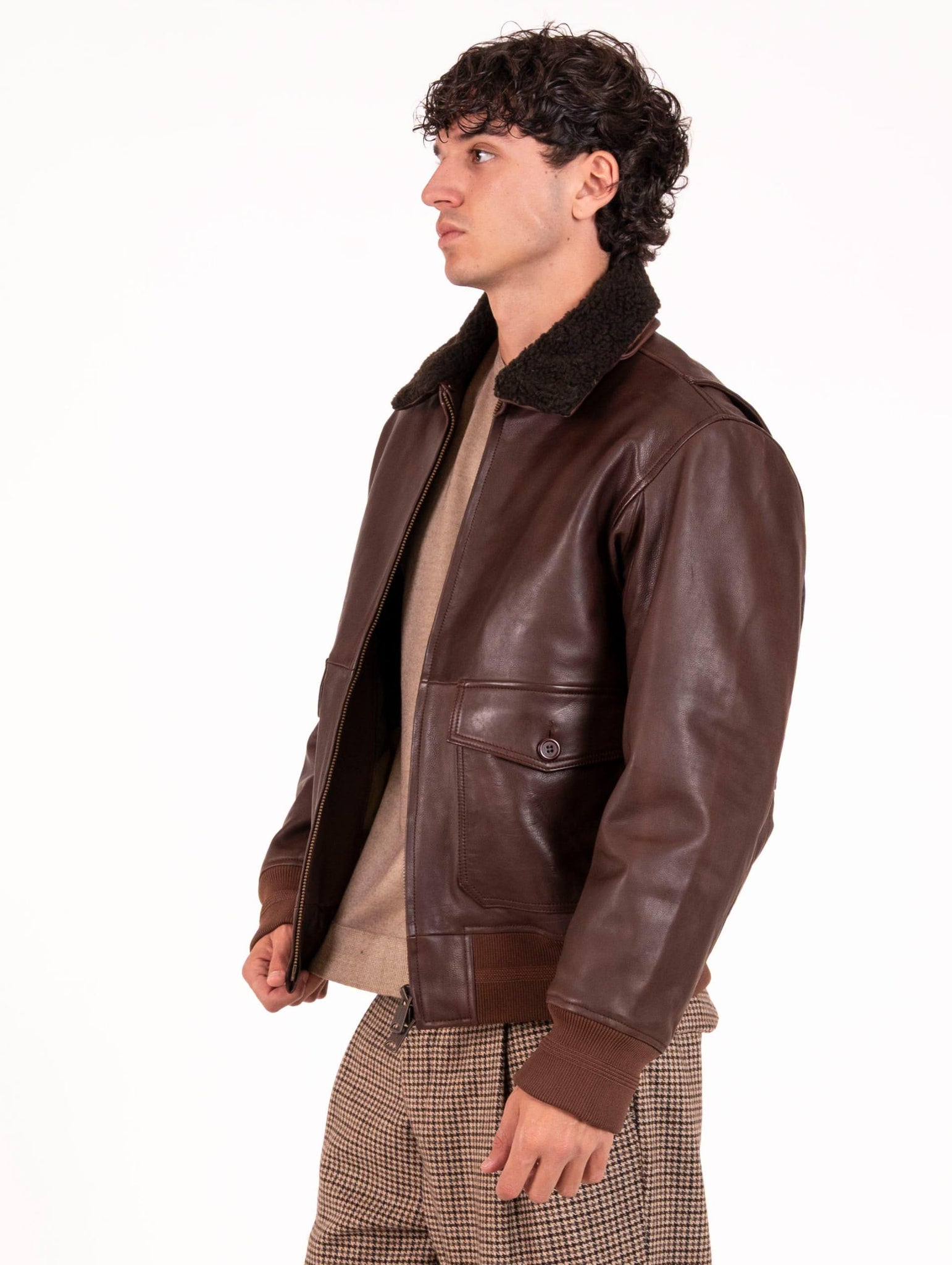 Bomber Roy Roger's in Pelle Marrone RRU90265CP07XXXXC0140 Roy Roger's