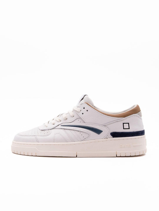 Sneakers Date in Pelle Bianca e Blu